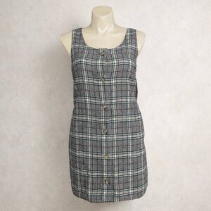 Copper Key Plaid Mini Dress Button Front Preppy Academia Y2K